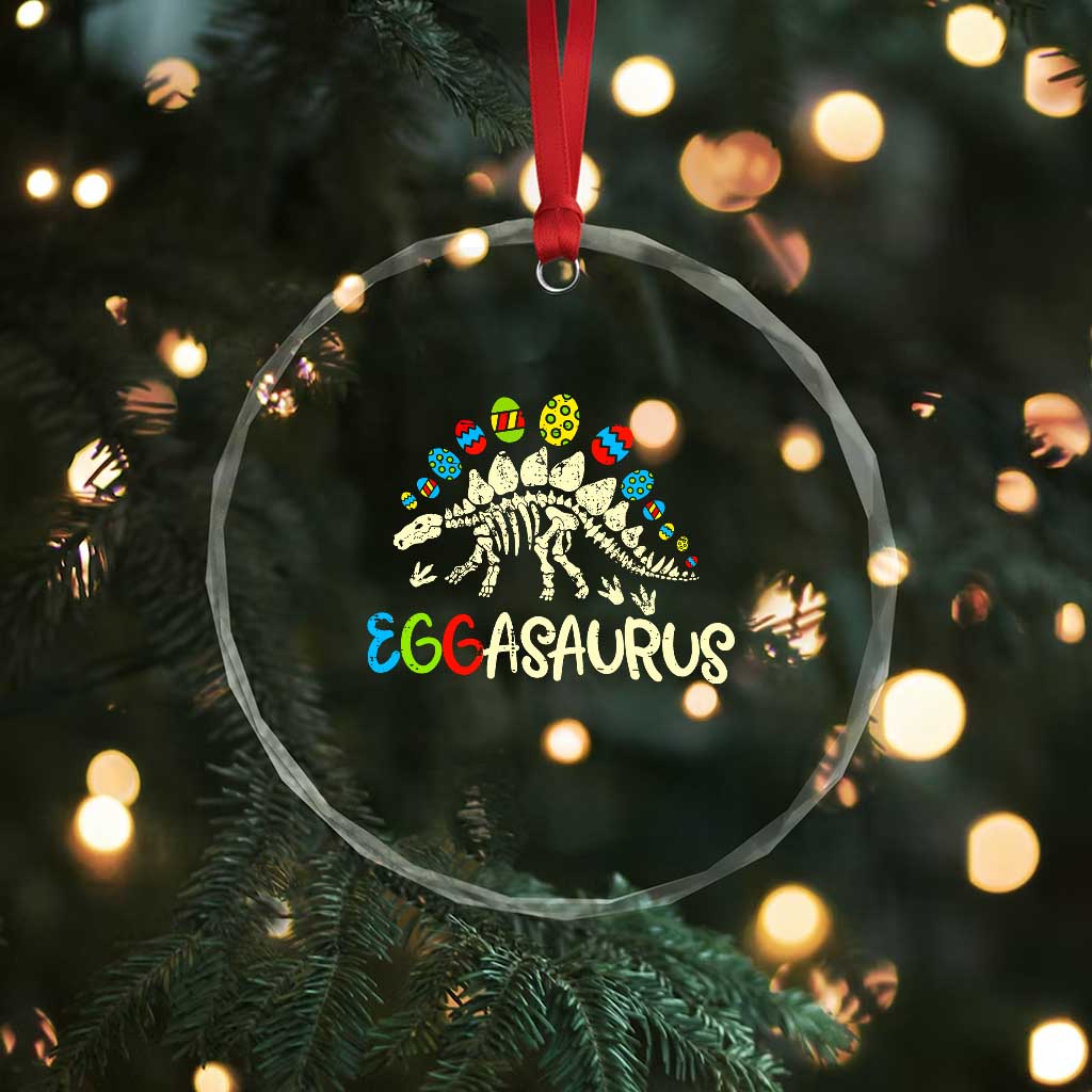 Easter Dinosaur Crystal Glass Ornament Kids Eggasaurus Easter Stegosaurus Dino Toddler Boys - Wonder Print Shop