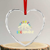 Easter Dinosaur Heart Crystal Glass Ornament Kids Eggasaurus Easter Stegosaurus Dino Toddler Boys - Wonder Print Shop