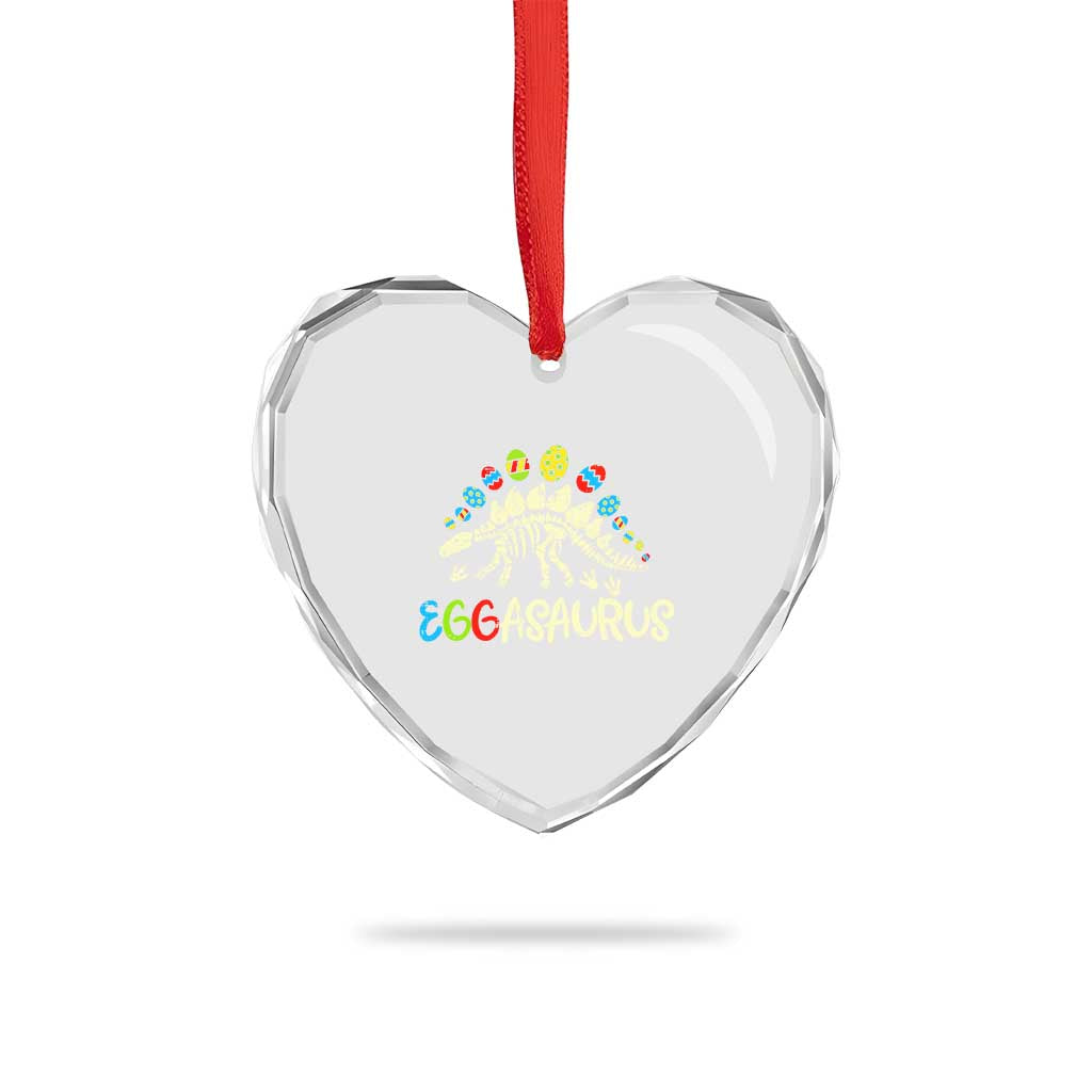 Easter Dinosaur Heart Crystal Glass Ornament Kids Eggasaurus Easter Stegosaurus Dino Toddler Boys - Wonder Print Shop