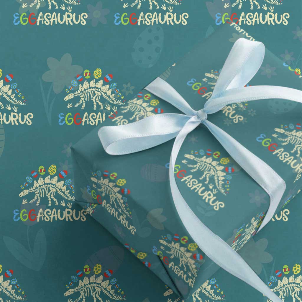 Easter Dinosaur Wrapping Paper Roll Kids Eggasaurus Easter Stegosaurus Dino Toddler Boys