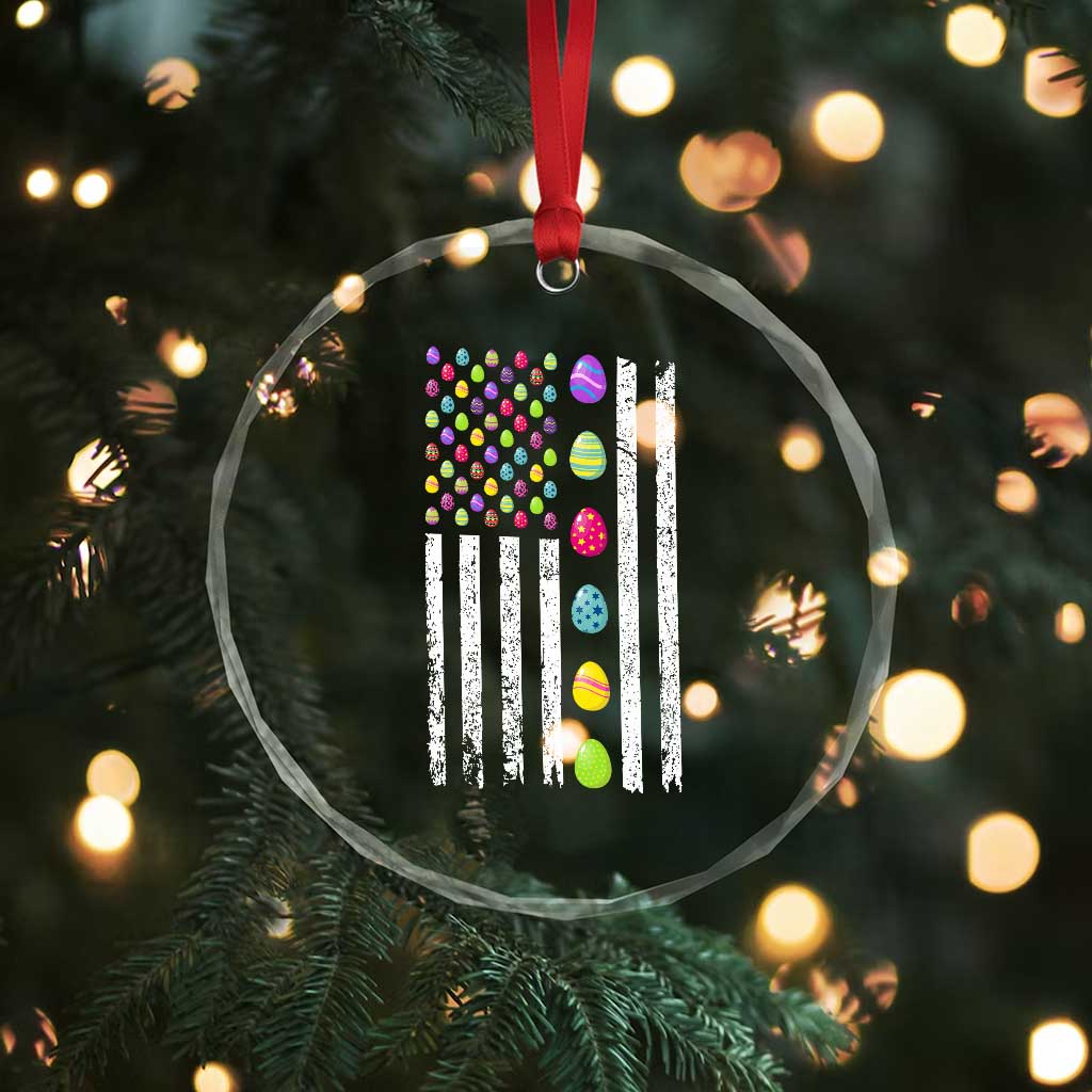 Easter Eggs American Flag Patriotic Crystal Glass Ornament Happy Easter Day TS02