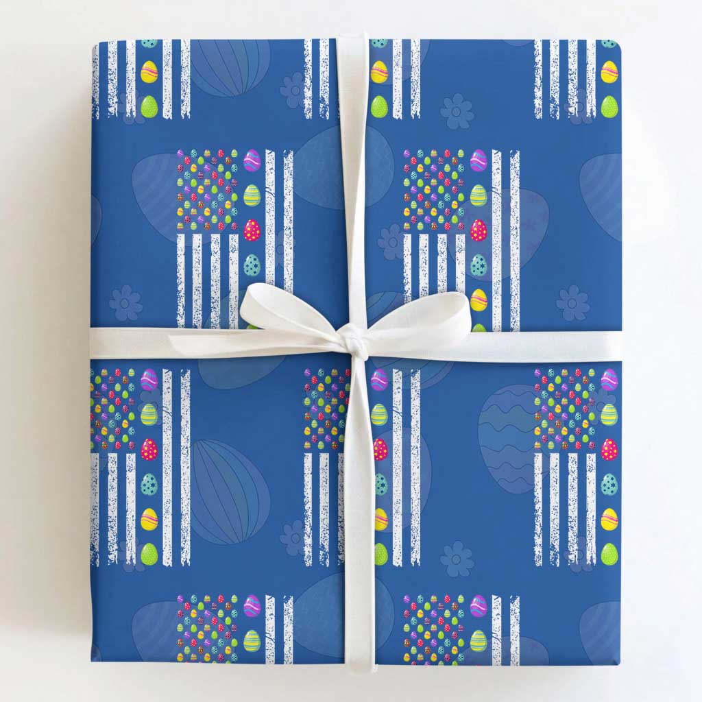 Easter Eggs American Flag Patriotic Wrapping Paper Roll Happy Easter Day