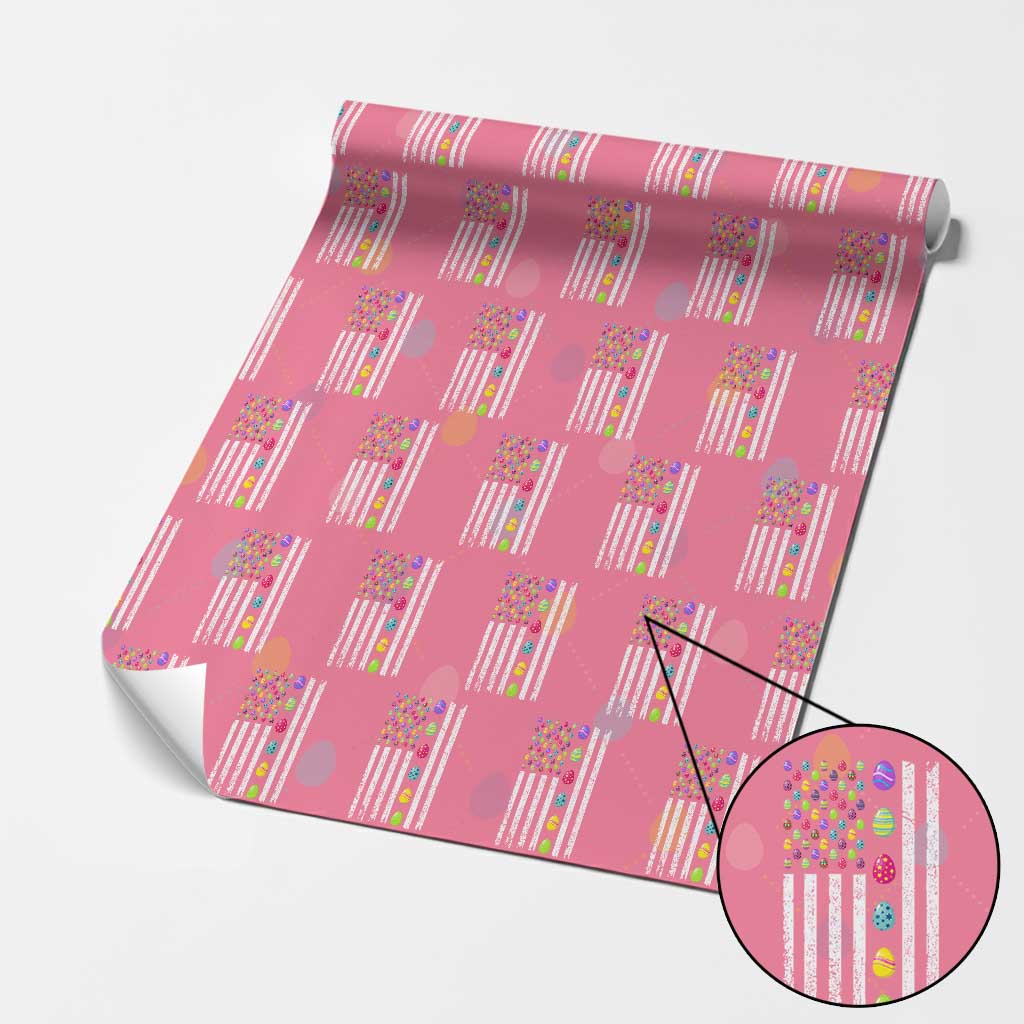 Easter Eggs American Flag Patriotic Wrapping Paper Roll Happy Easter Day