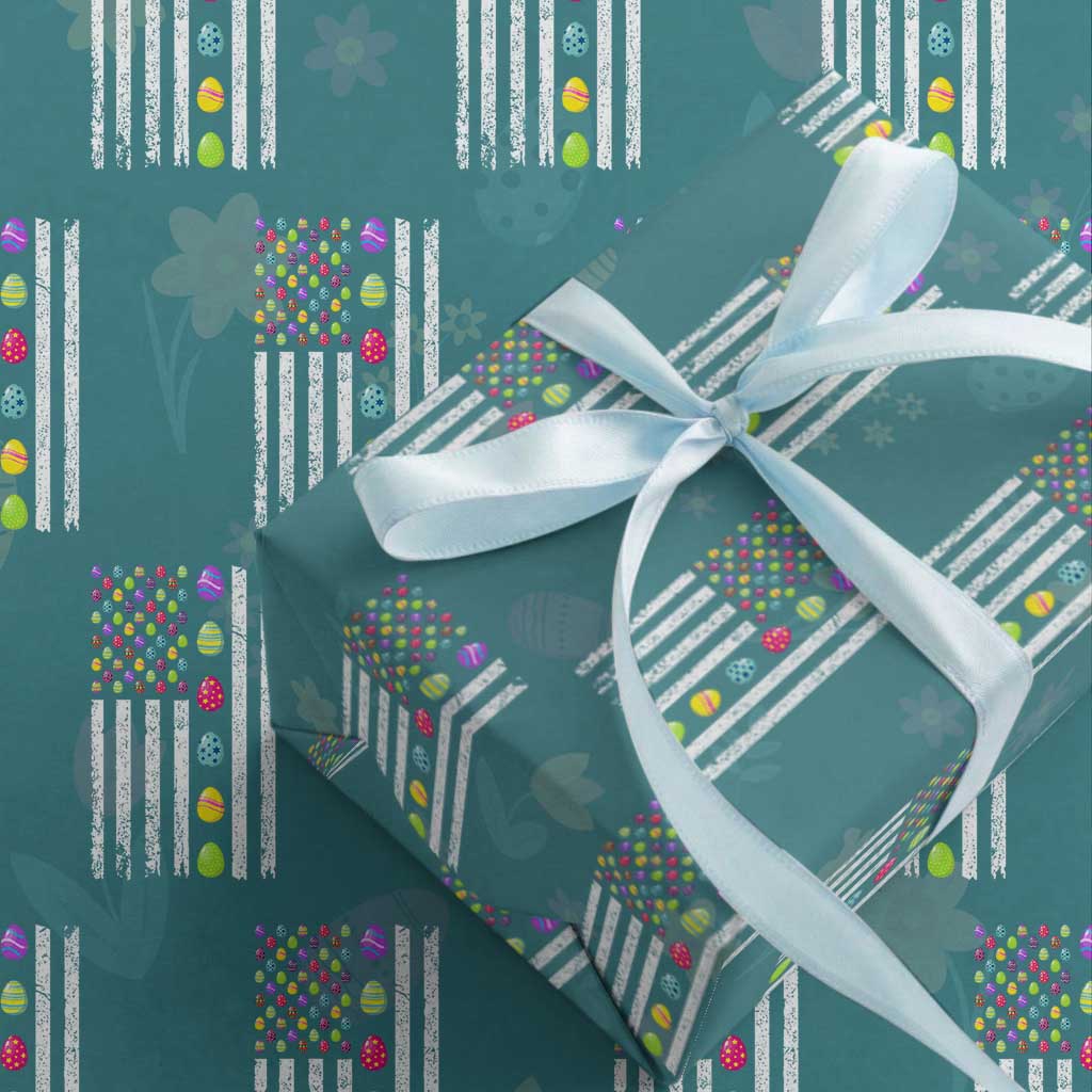 Easter Eggs American Flag Patriotic Wrapping Paper Roll Happy Easter Day