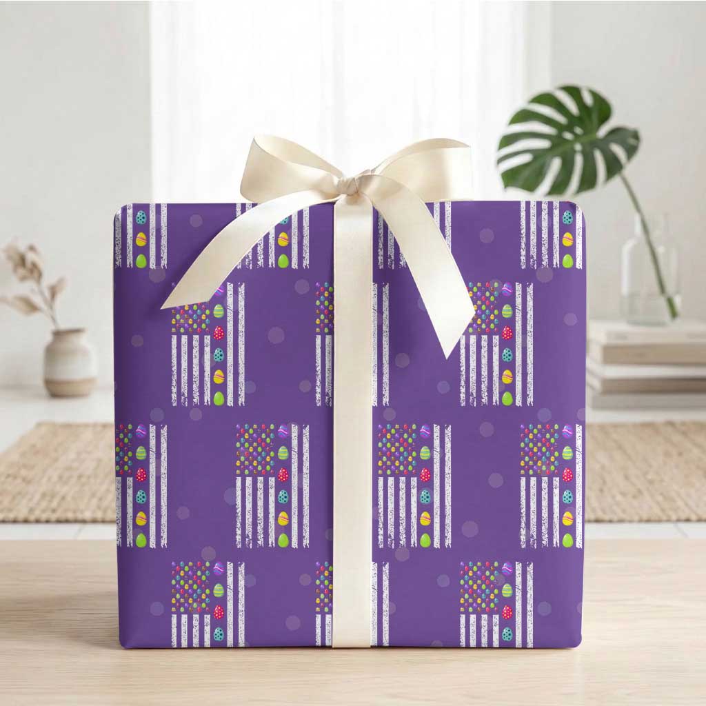 Easter Eggs American Flag Patriotic Wrapping Paper Roll Happy Easter Day