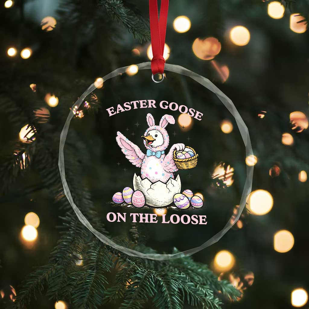 Easter Goose On The Loose Crystal Glass Ornament Funny Easter Egg Hunt Gift