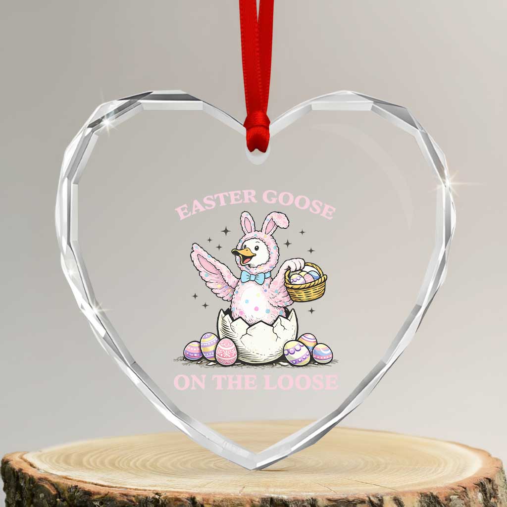 Easter Goose On The Loose Heart Crystal Glass Ornament Funny Easter Egg Hunt Gift