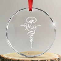 Easter He Is Risen Crystal Glass Ornament Christian Easter Day Religious Cross