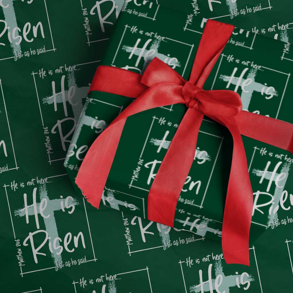 Easter He Is Risen Wrapping Paper Roll He Is Not Here Christian Cross