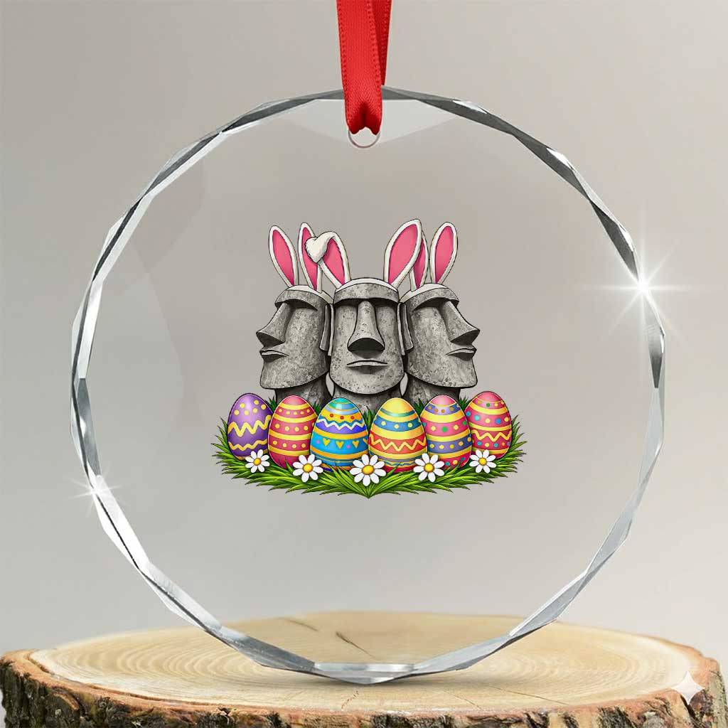 Easter Island Moai Bunny Ears Crystal Glass Ornament Funny Archaeology Gift