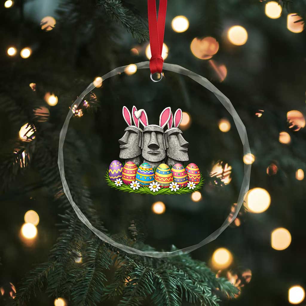 Easter Island Moai Bunny Ears Crystal Glass Ornament Funny Archaeology Gift