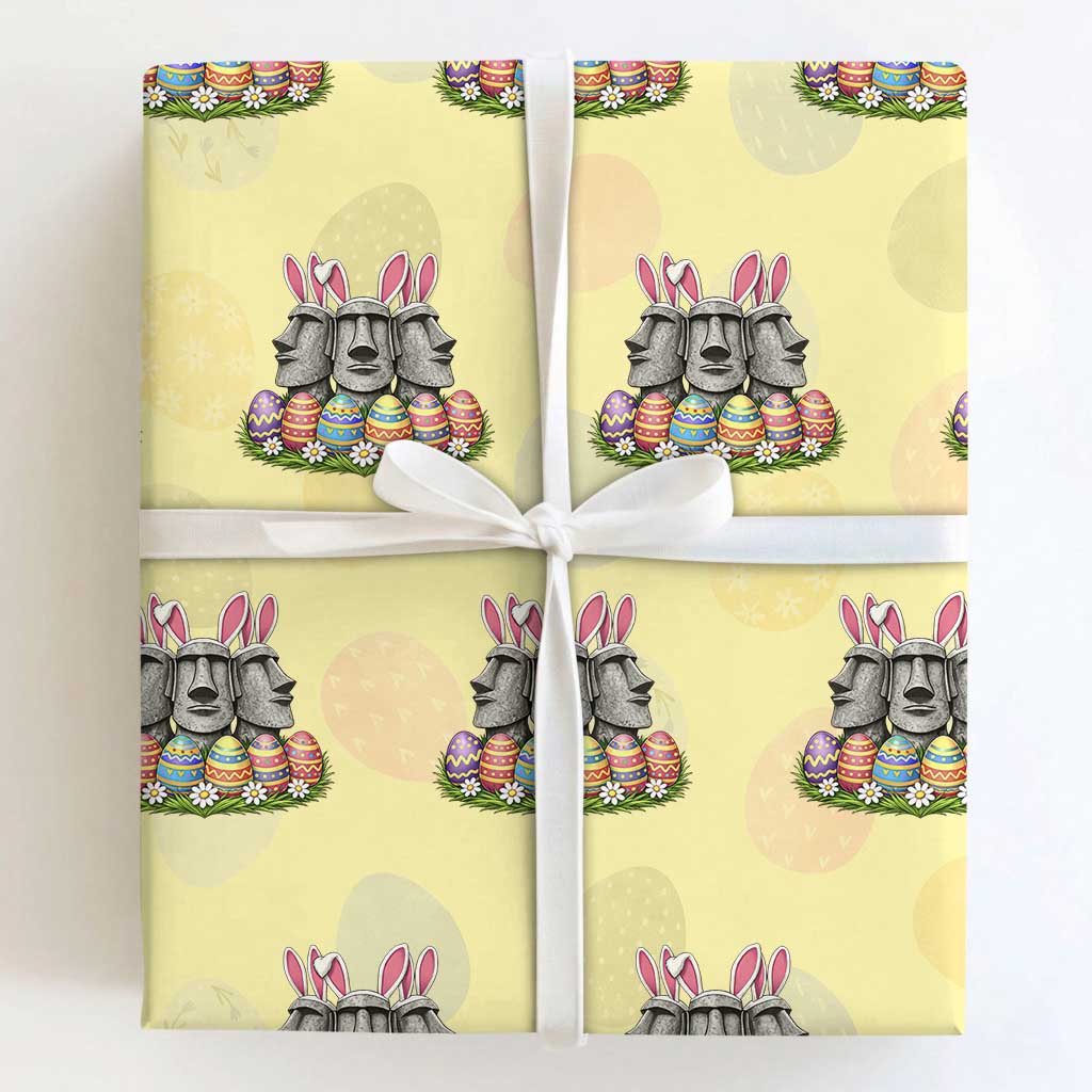Easter Island Moai Bunny Ears Wrapping Paper Roll Funny Archaeology Gift