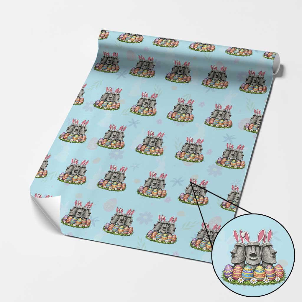 Easter Island Moai Bunny Ears Wrapping Paper Roll Funny Archaeology Gift