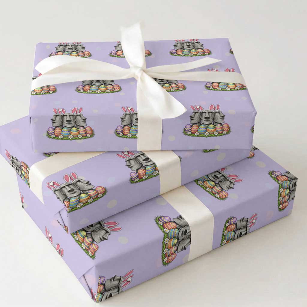 Easter Island Moai Bunny Ears Wrapping Paper Roll Funny Archaeology Gift