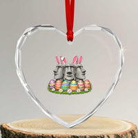 Easter Island Moai Bunny Ears Heart Crystal Glass Ornament Funny Archaeology Gift