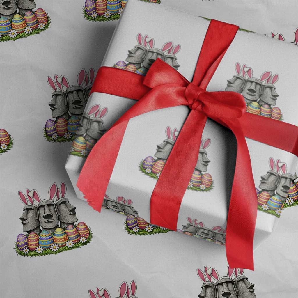 Easter Island Moai Bunny Ears Wrapping Paper Roll Funny Archaeology Gift