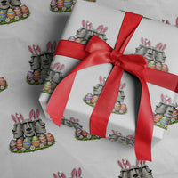 Easter Island Moai Bunny Ears Wrapping Paper Roll Funny Archaeology Gift
