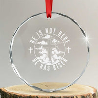 Easter Jesus Has Risen Crystal Glass Ornament Christian Bible Verse Graphic Cross 90s Style - Wonder Print Shop