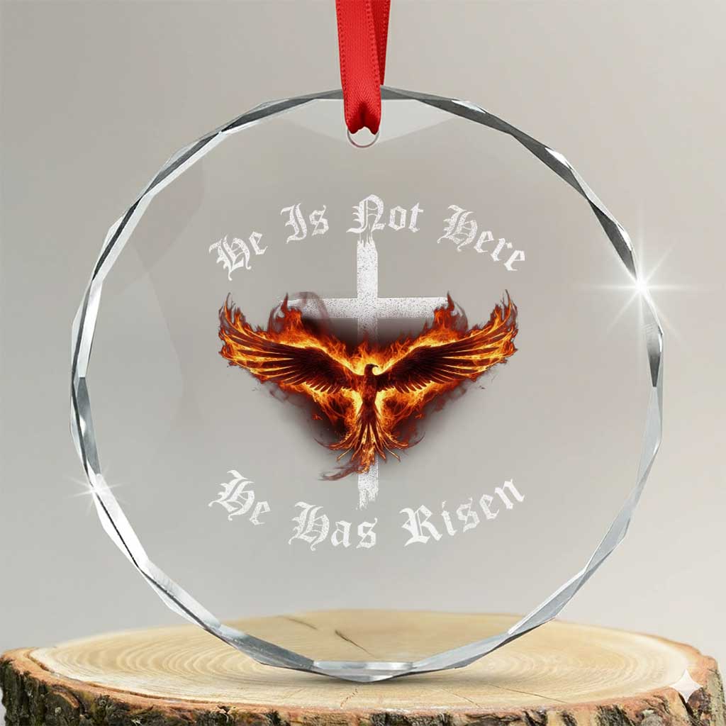 Easter Jesus Has Risen Crystal Glass Ornament Christian Religious Phoenix Resurrection Cross - Wonder Print Shop