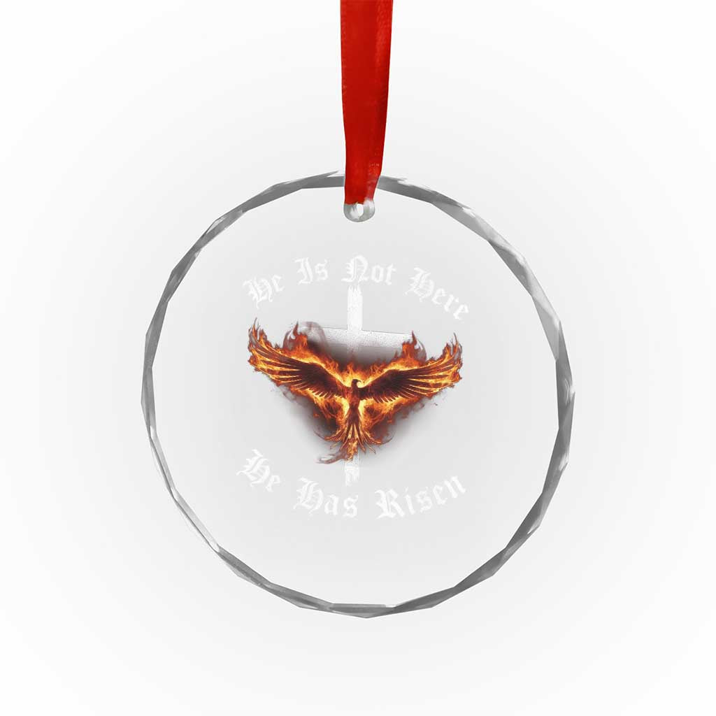 Easter Jesus Has Risen Crystal Glass Ornament Christian Religious Phoenix Resurrection Cross - Wonder Print Shop