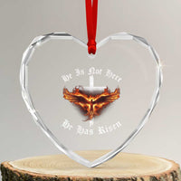 Easter Jesus Has Risen Heart Crystal Glass Ornament Christian Religious Phoenix Resurrection Cross - Wonder Print Shop