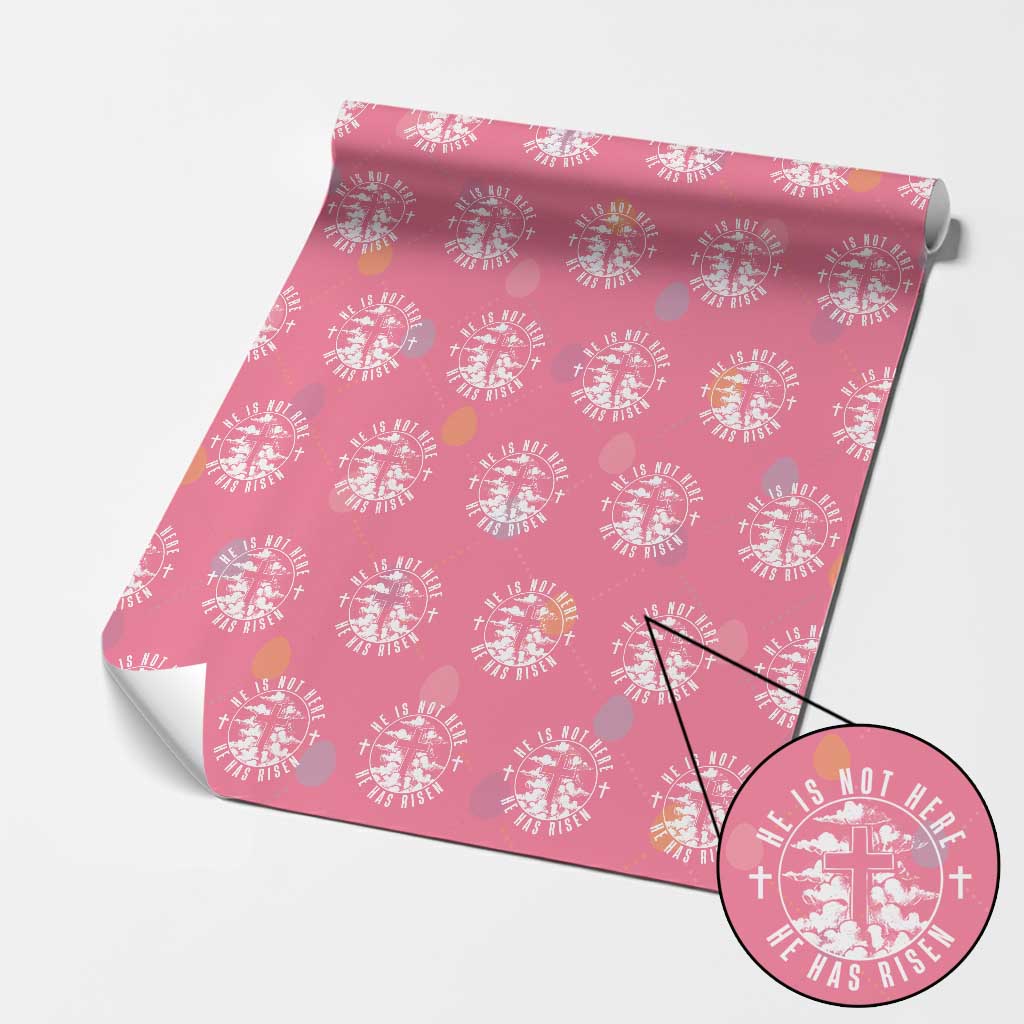 Easter Jesus Has Risen Wrapping Paper Roll Christian Bible Verse Graphic Cross 90s Style