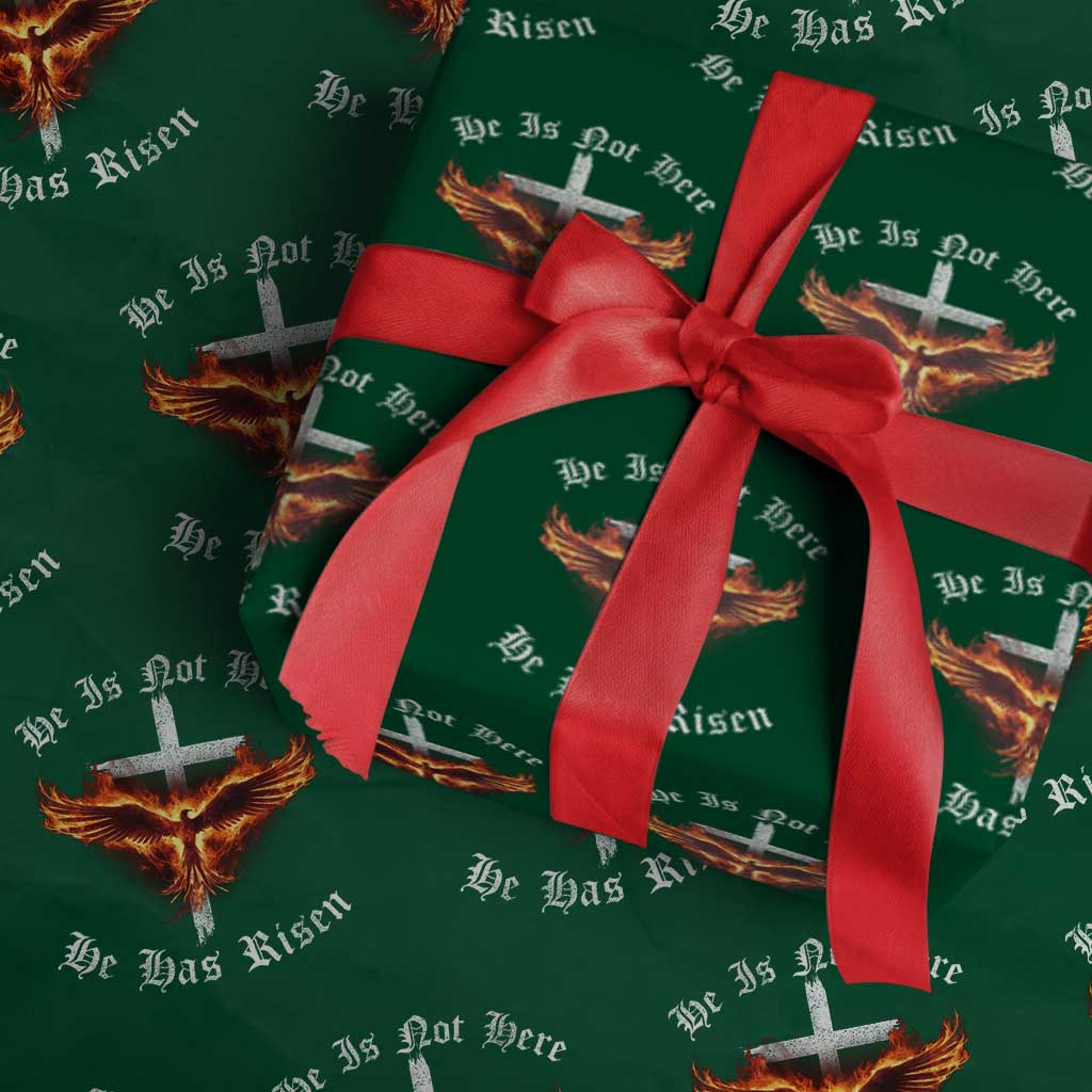 Easter Jesus Has Risen Wrapping Paper Roll Christian Religious Phoenix Resurrection Cross - Wonder Print Shop