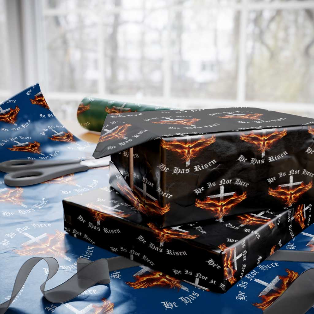 Easter Jesus Has Risen Wrapping Paper Roll Christian Religious Phoenix Resurrection Cross - Wonder Print Shop