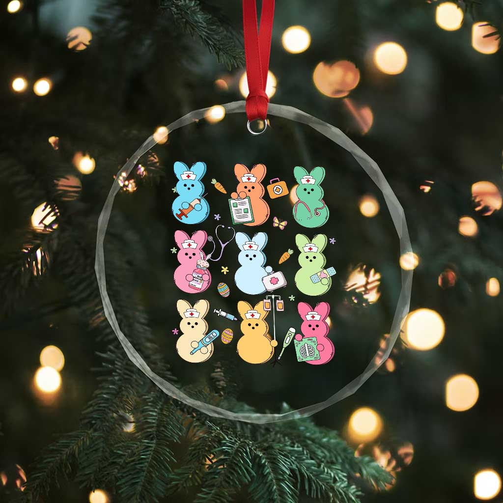 Easter Nurse Bunny Crystal Glass Ornament Funny Nursing Easter Spring Nurse Gift - Wonder Print Shop