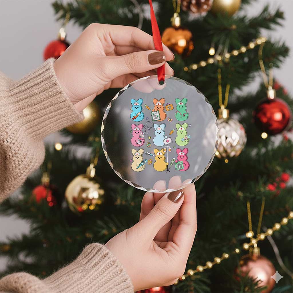 Easter Nurse Bunny Crystal Glass Ornament Funny Nursing Easter Spring Nurse Gift - Wonder Print Shop