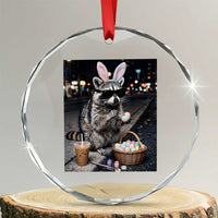 Easter Raccoon Iced Coffee Crystal Glass Ornament Funny Trash Panda Egg Painting