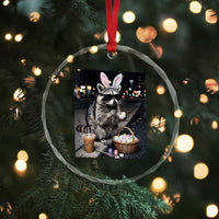 Easter Raccoon Iced Coffee Crystal Glass Ornament Funny Trash Panda Egg Painting