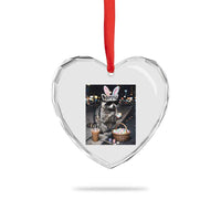 Easter Raccoon Iced Coffee Heart Crystal Glass Ornament Funny Trash Panda Egg Painting