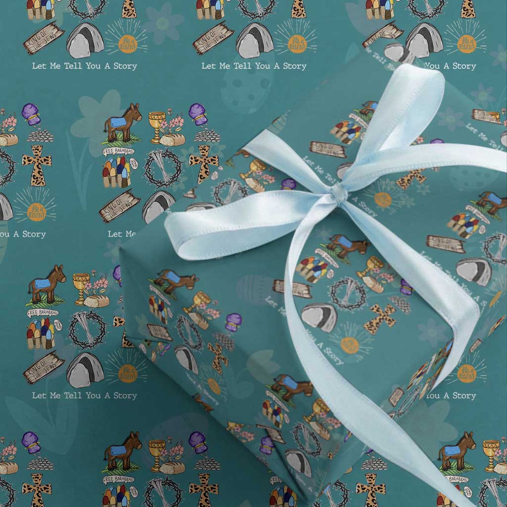 Easter Story Wrapping Paper Roll He is Risen Let Me Tell You A Story Christian