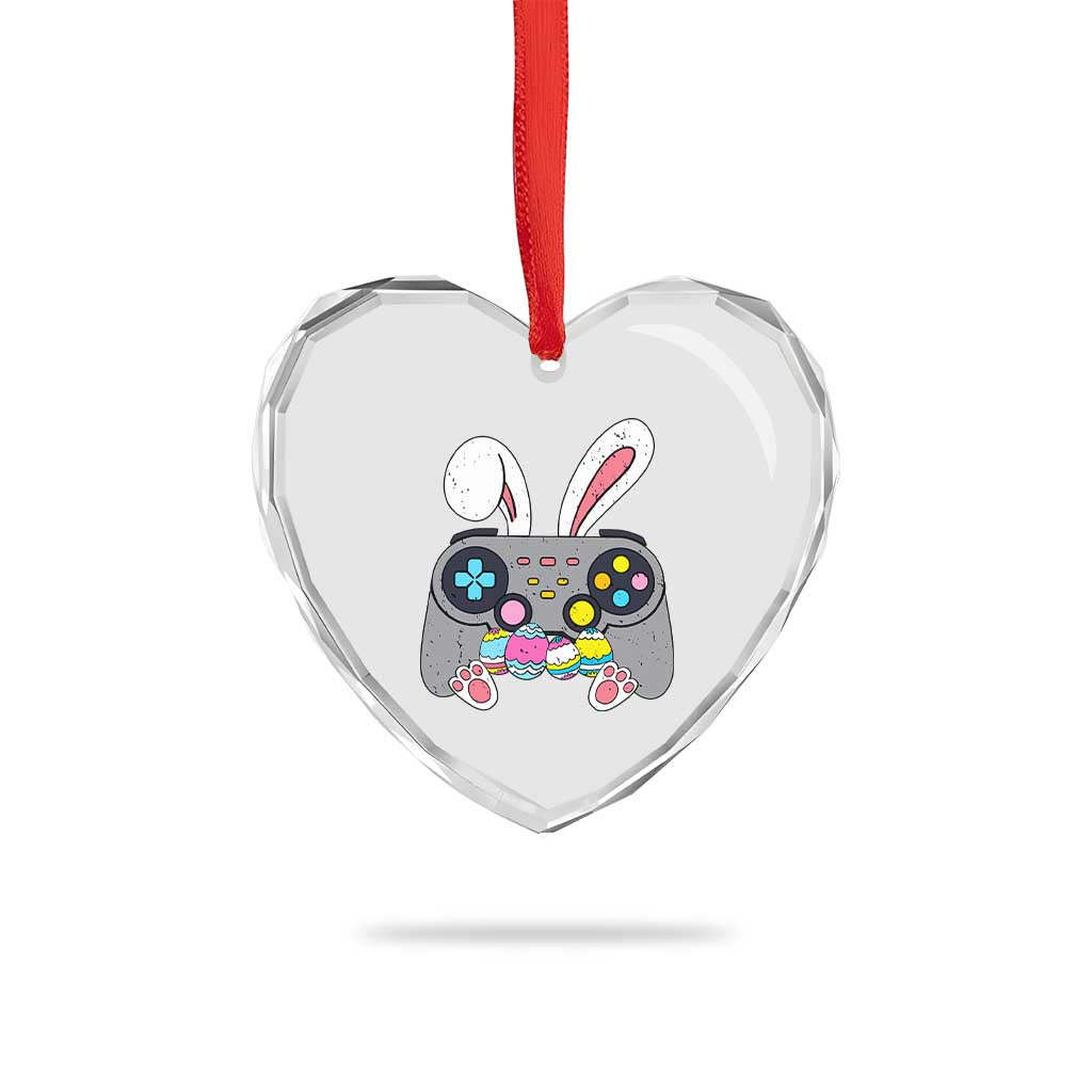Easter Video Game Heart Crystal Glass Ornament Bunny Eggs Gaming Gamer - Wonder Print Shop