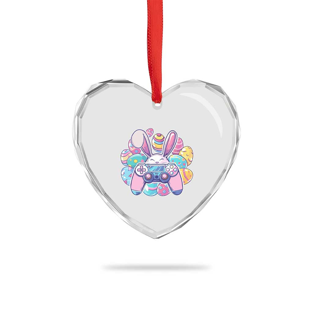 Easter Video Game Heart Crystal Glass Ornament Cute Bunny Eggs Gaming Gamer - Wonder Print Shop