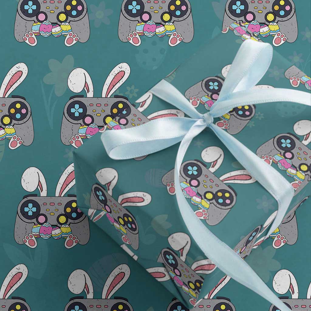 Easter Video Game Wrapping Paper Roll Bunny Eggs Gaming Gamer