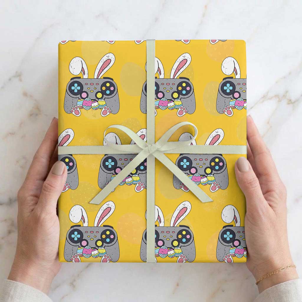 Easter Video Game Wrapping Paper Roll Bunny Eggs Gaming Gamer