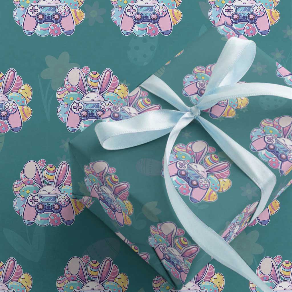 Easter Video Game Wrapping Paper Roll Cute Bunny Eggs Gaming Gamer