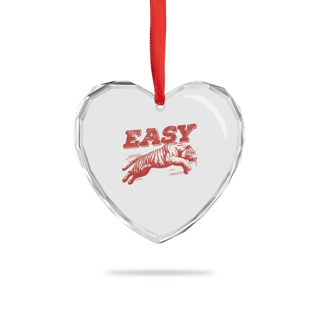 Easy Tiger Heart Crystal Glass Ornament Vintage Distressed Tiger Trendy Grunge Indie Boho