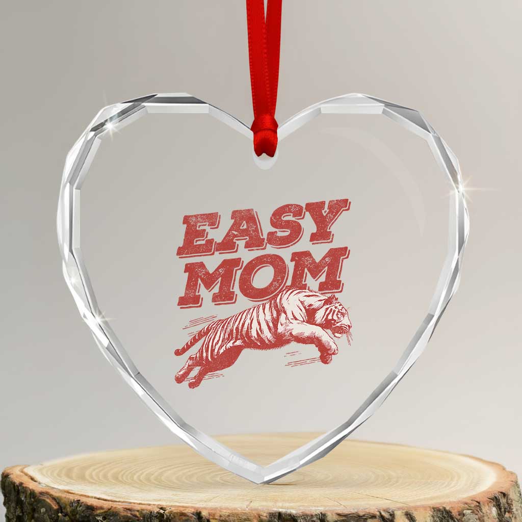 Easy Tiger Mom Heart Crystal Glass Ornament Vintage Boho Distressed Aesthetic Mother's Day Gifts