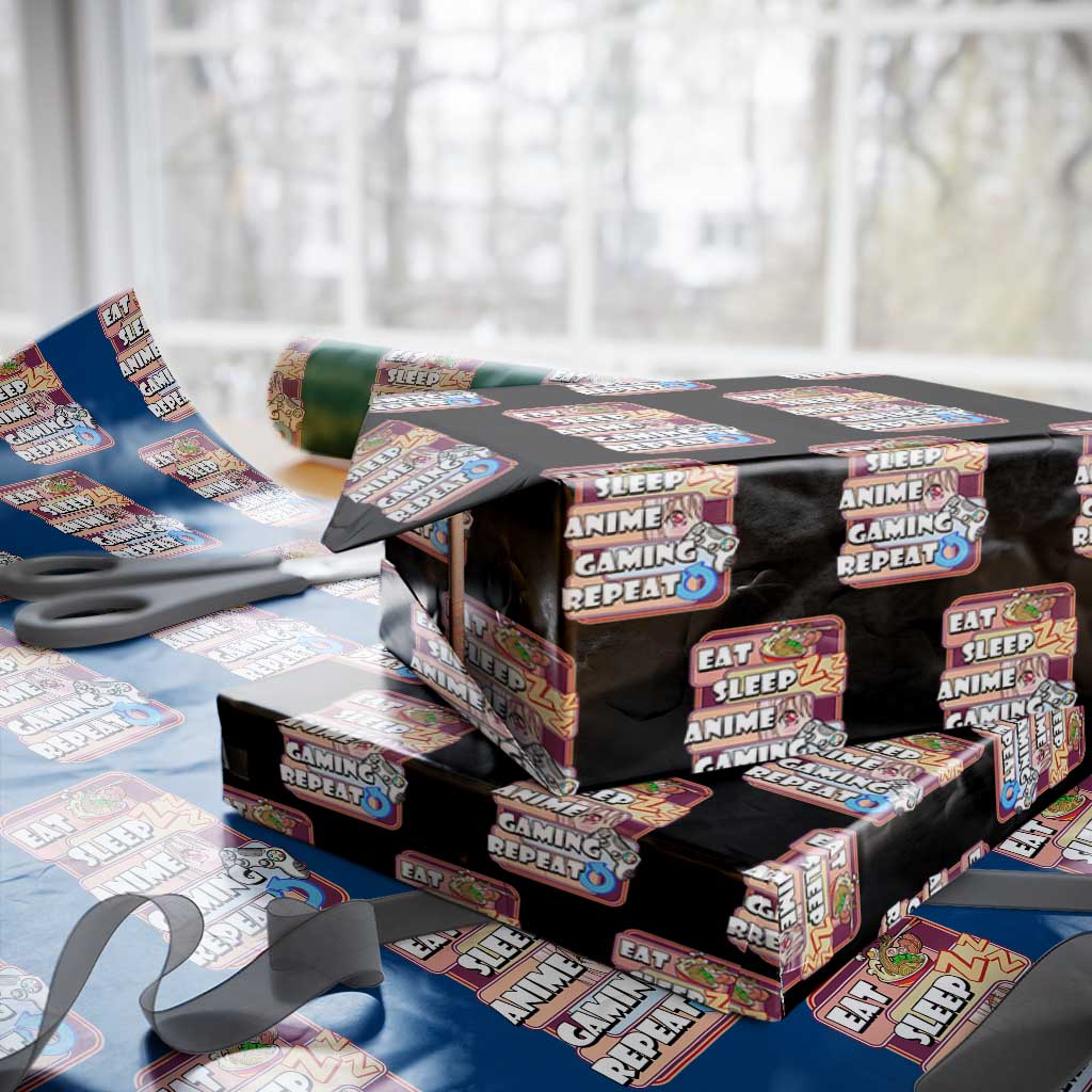 Eat Sleep Anime Gaming Repeat Wrapping Paper Roll Kawaii Otaku Manga Ramen Lover