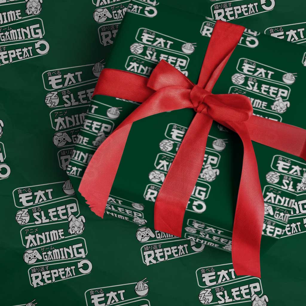 Eat Sleep Anime Gaming Repeat Wrapping Paper Roll Otaku Gamer Manga Lover