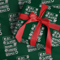 Eat Sleep Anime Gaming Repeat Wrapping Paper Roll Otaku Gamer Manga Lover