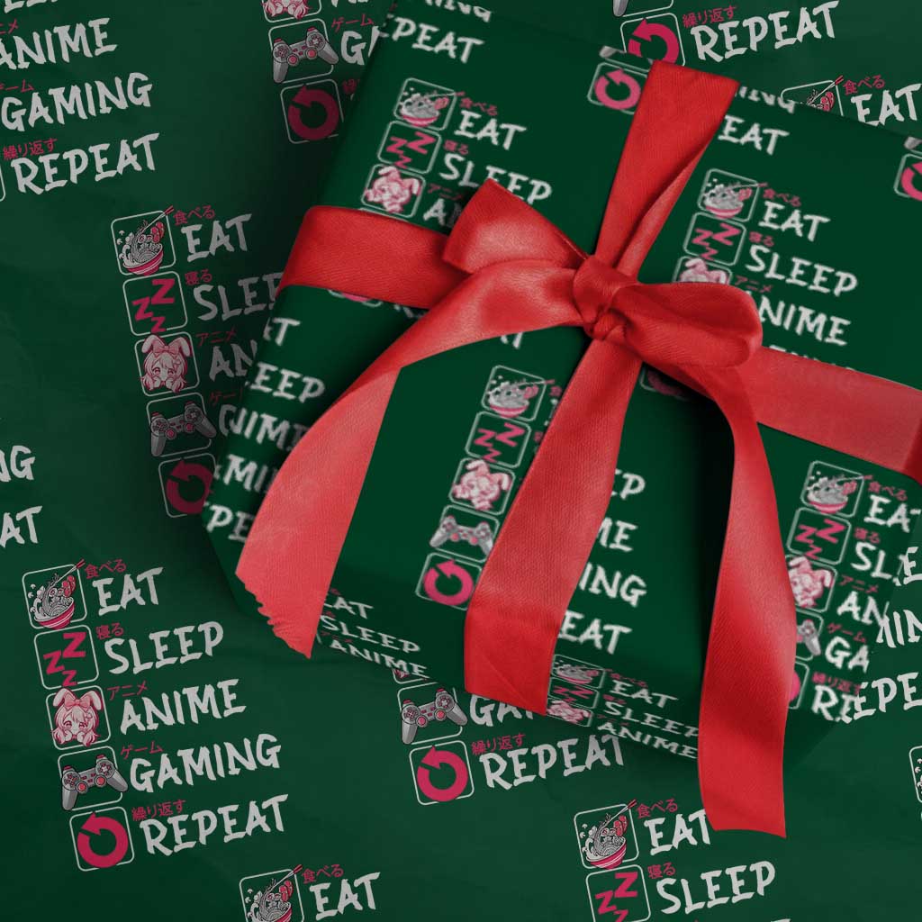 Eat Sleep Anime Gaming Repeat Wrapping Paper Roll Otaku Gamer Manga Lover Japanese Pop Culture