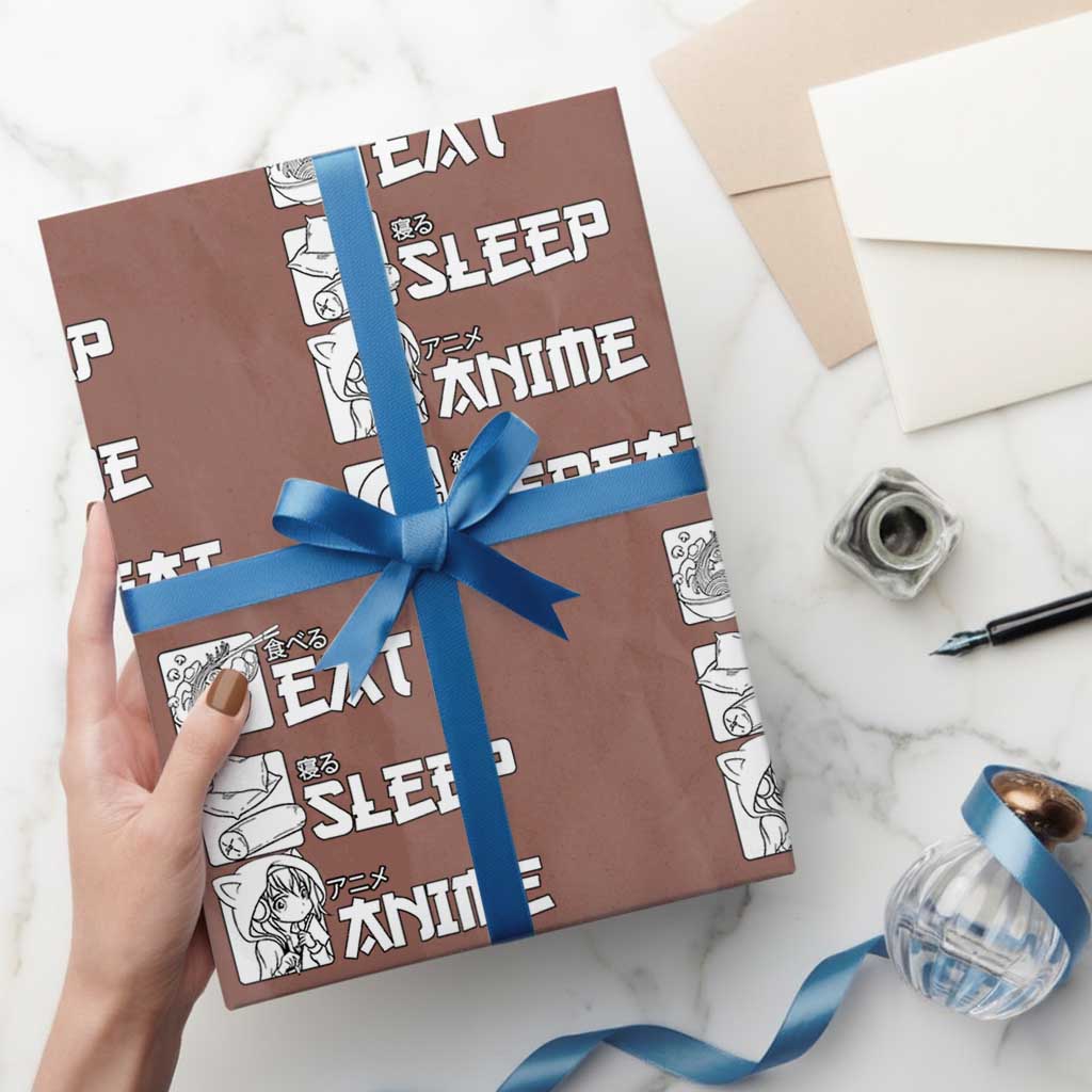 Eat Sleep Anime Repeat Wrapping Paper Roll Japan Otaku Manga Lover