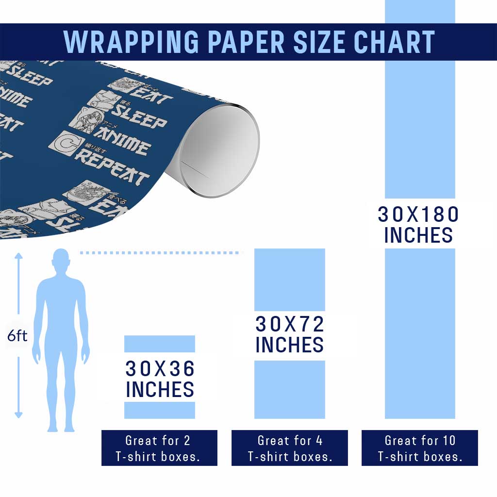 Eat Sleep Anime Repeat Wrapping Paper Roll Japan Otaku Manga Lover