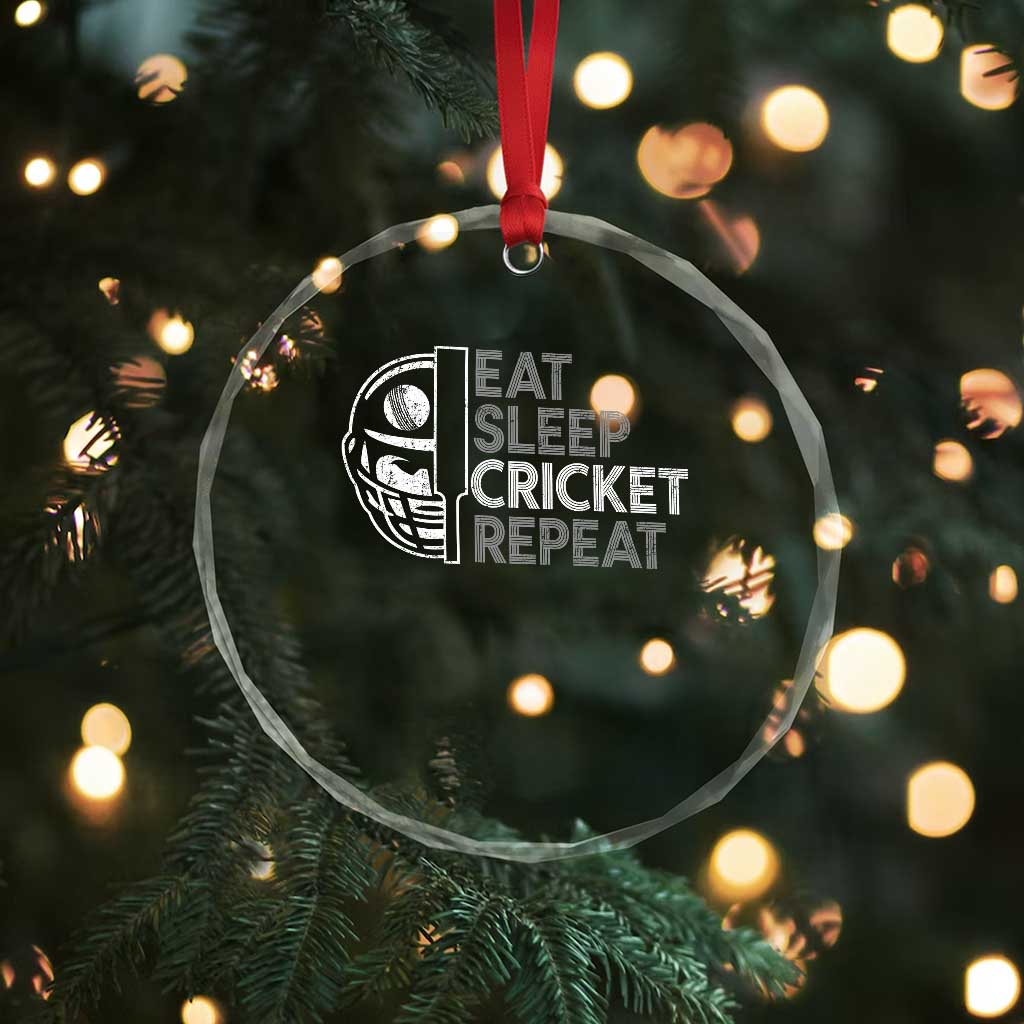 Eat Sleep Cricket Repeat Crystal Glass Ornament Retro Vintage Cricket Gifts