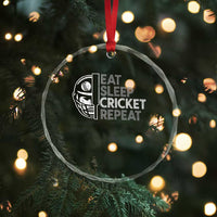 Eat Sleep Cricket Repeat Crystal Glass Ornament Retro Vintage Cricket Gifts