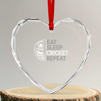 Eat Sleep Cricket Repeat Heart Crystal Glass Ornament Retro Vintage Cricket Gifts